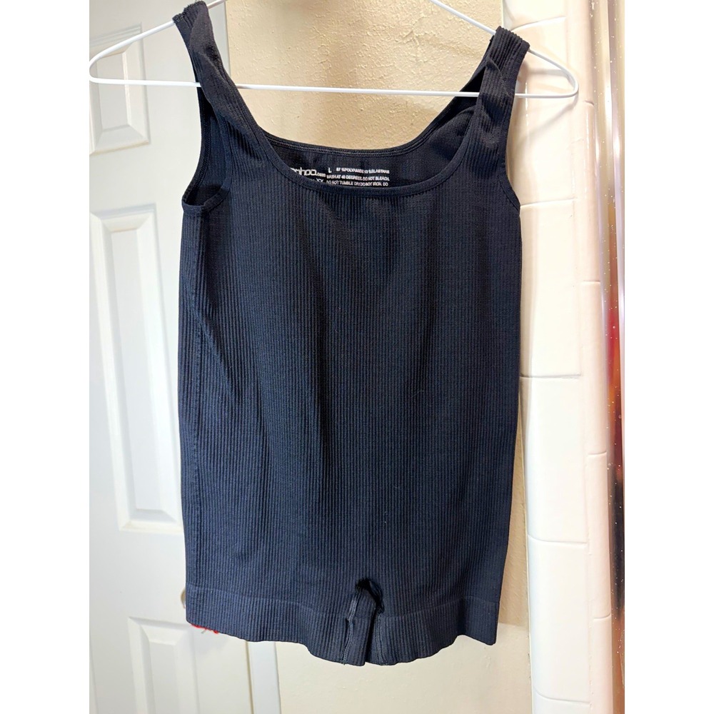 boohoo Women's Black Solid Tank Bodysuit Size L Regular Body Compression
